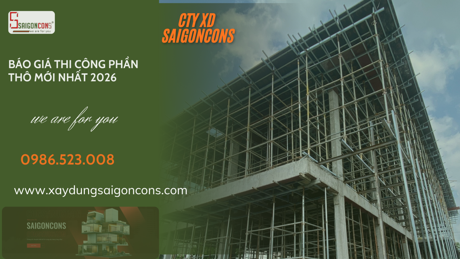 giá thi công phần thô mới nhất 2026